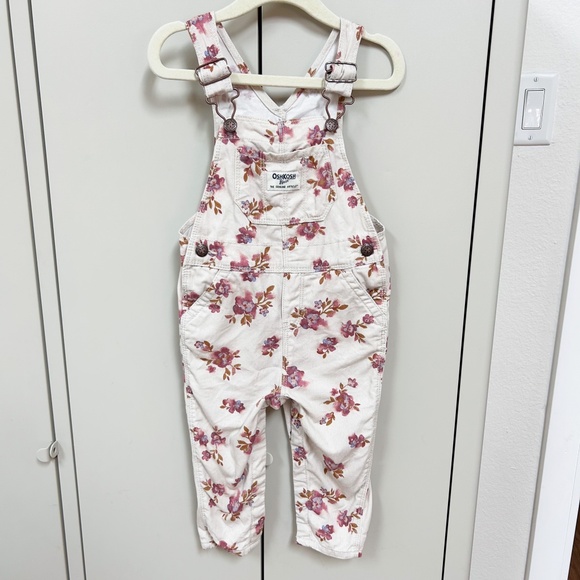 OSH KOSH B’GOSH flowers cream pink water color overalls - 18months - Picture 1 of 10